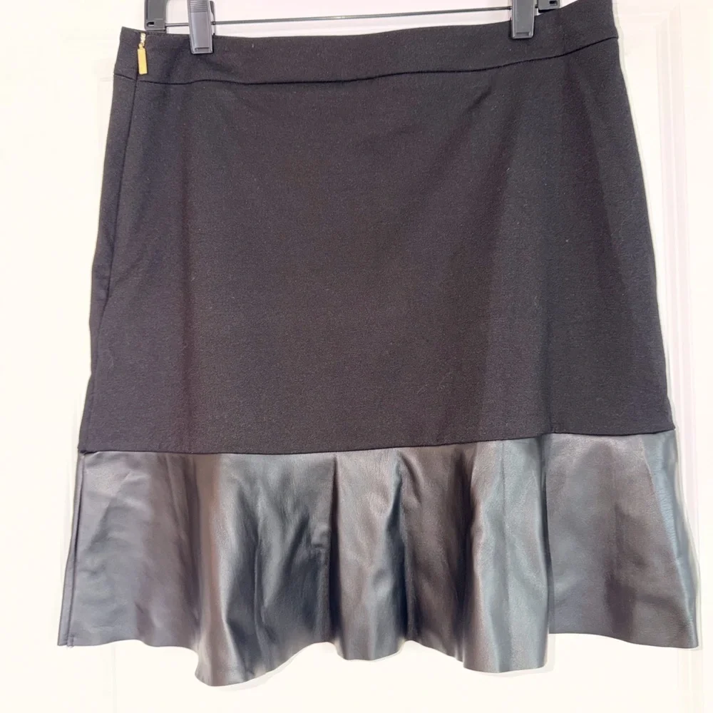 Michael Kors Black Mini Skirt with Leather Trim